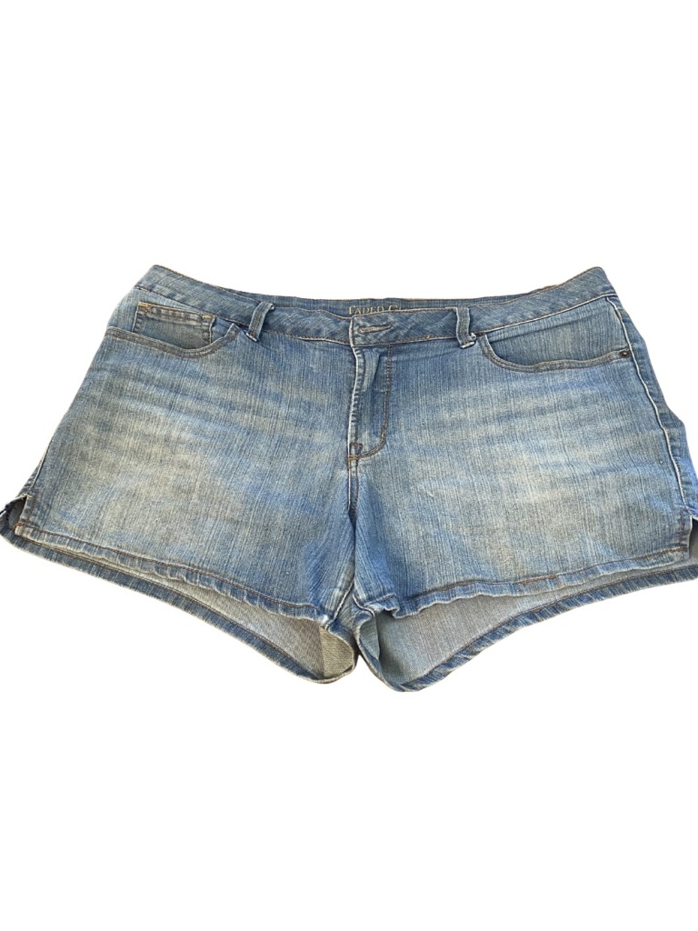 Faded Glory Denim Shorts Size 18 Blue Stretch Low Rise Cuffed Jean Shorts